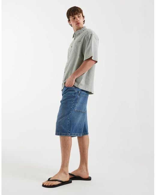 ASOS Gray Oversized Seersucker Stripe Shirt for men
