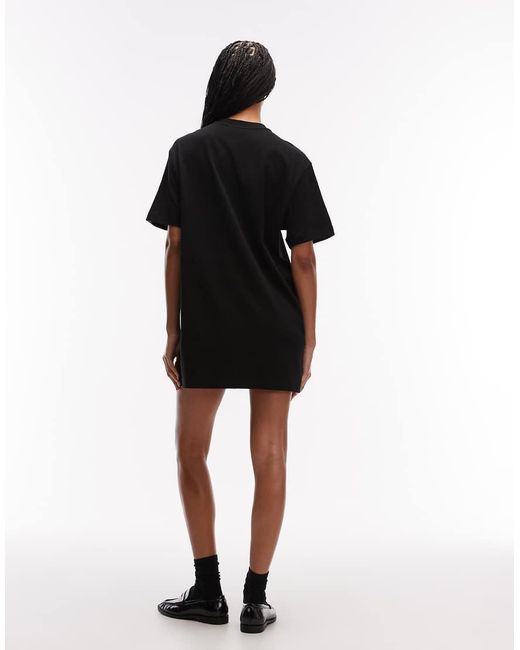 AllSaints Black Zaya Short Sleeve Printed Mini Tee Dress