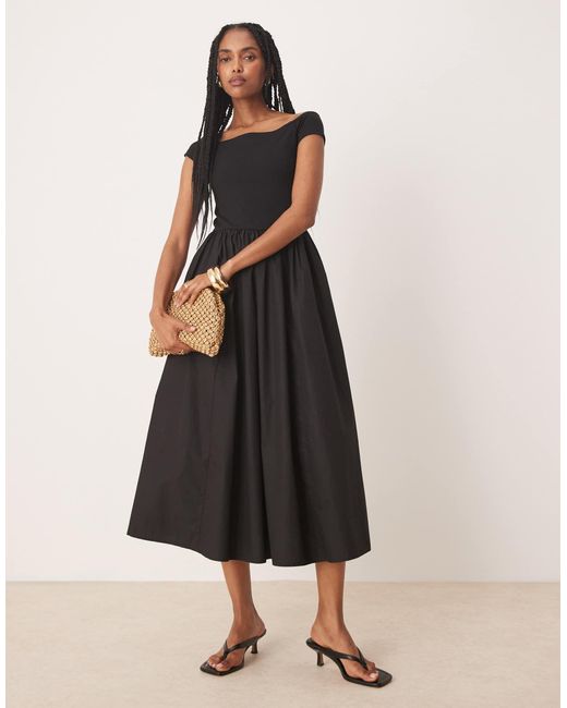 Nobody's Child Black Bardot Midi Dress