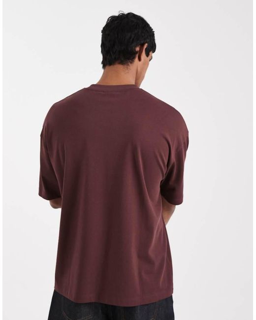 ASOS Red Heavyweight Oversized T-shirt With Text Chest Graphic for men