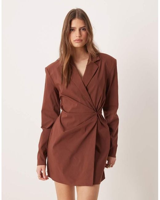 ASOS Brown Cinched Blazer Mini Dress