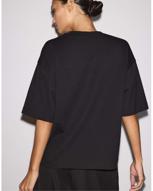 Stradivarius Black Oversize Short Sleeve T-Shirt