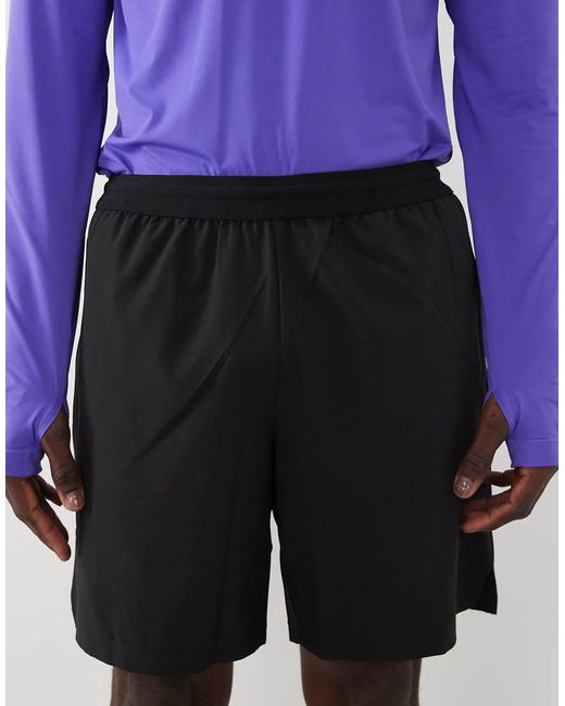 4505 Blue 7" Woven Training Shorts With Elastic Waist Band And Zip Pockets for men