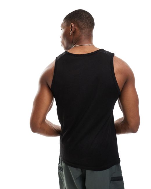 EA7 Black Armani Centre Logo Tonal Taping Vest for men