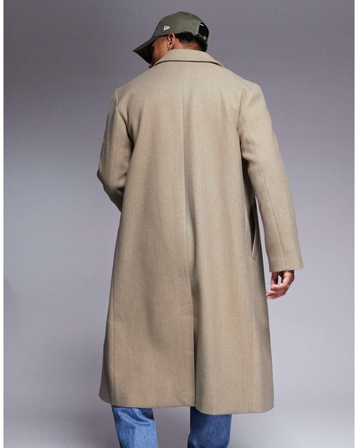 ASOS Natural Regular Fit Wool Look Overcoat for men