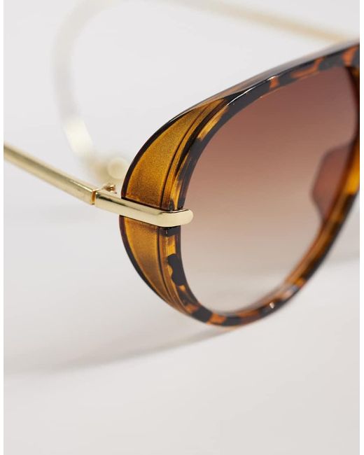 Kaiia Brown Exclusive Smoky Lens Curved Aviator Sunglasses