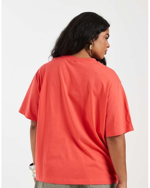 ASOS Red Asos Design Curve Oversized T-shirt With Oaxaca Varsity Graphic