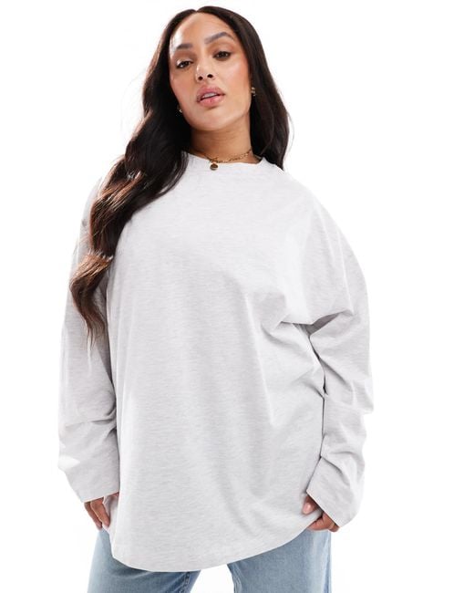ASOS White Asos Design Curve Long Sleeve Skater Tee