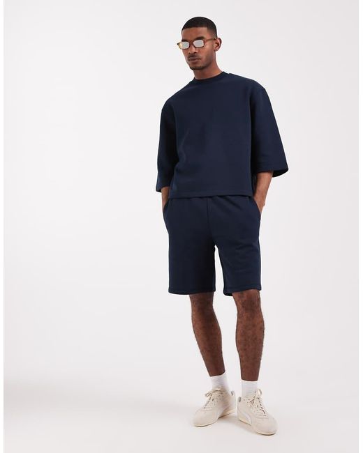 ASOS Blue Relaxed Short Sleeve Sweatshirt for men