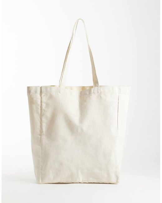 Jack & Jones White Canvas Tote Bag With Coffee Print for men