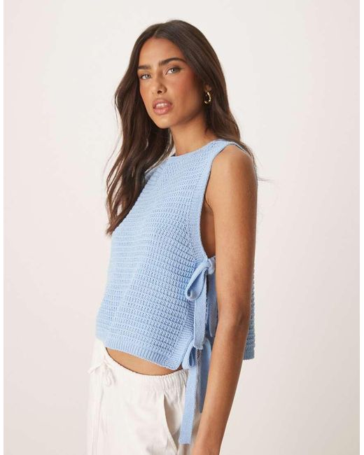 ASOS Gebreide Tanktop Met Gestrikte Zijkant in het Blue