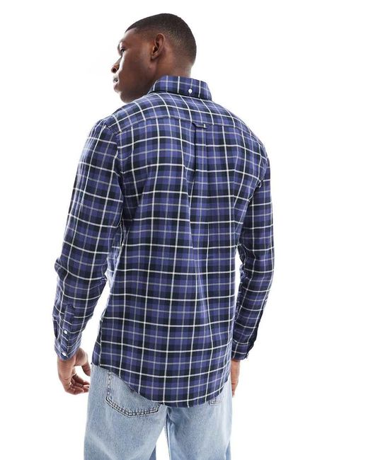 Farah Blue Macgregor Long Sleeve Checked Shirt for men