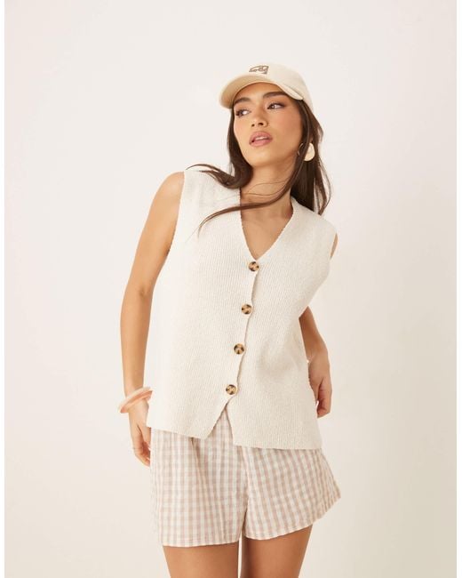 ASOS Natural – strukturierte relaxed fit strickweste