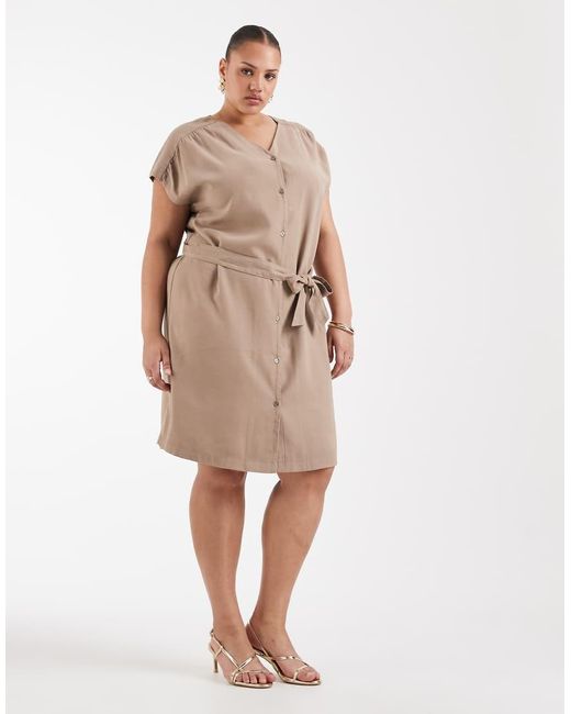 ONLY Natural Tie Waist Mini Dress
