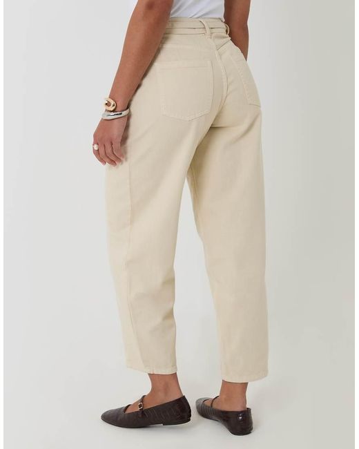 Threadbare Natural Petite Belted Barrel Leg Jeans