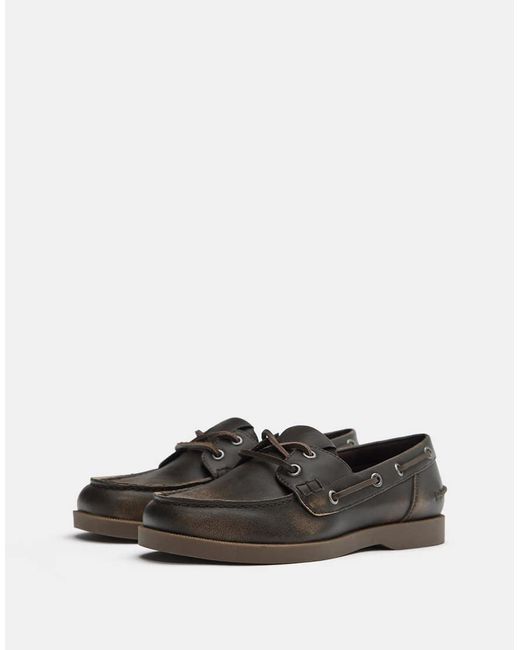 Pull&Bear White Distressed Lace-up Shoes