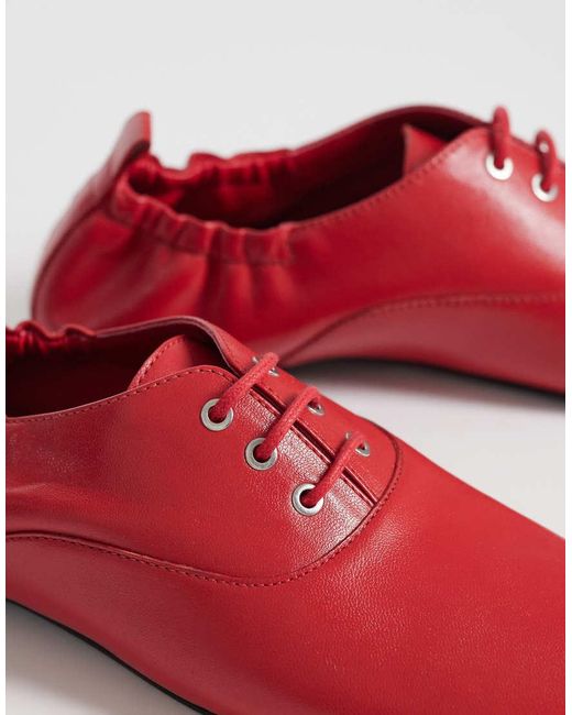 ASOS Red Myriad Premium Lace Up Flat Shoes