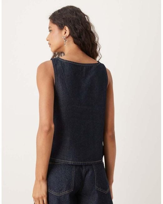 ASOS Blue Denim Shift Top With Embroidered Ditsy Floral Co-ord