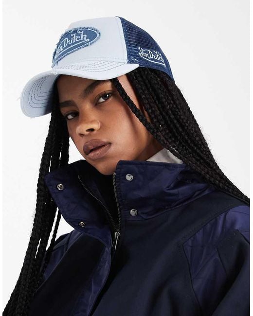 Von Dutch Blue Distressed Trucker Cap