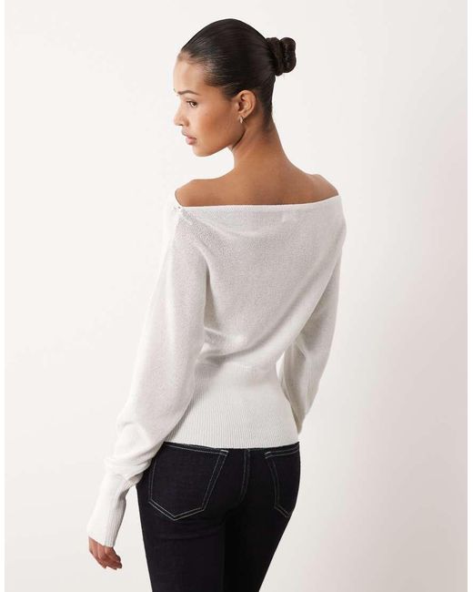 Cotton On White Long Sleeve Cotton Batwing Knit