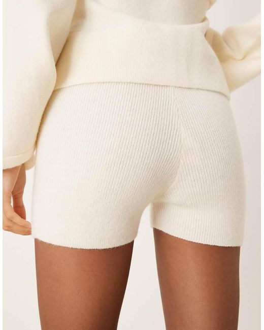 Pretty Lavish Natural Knitted Mini Shorts