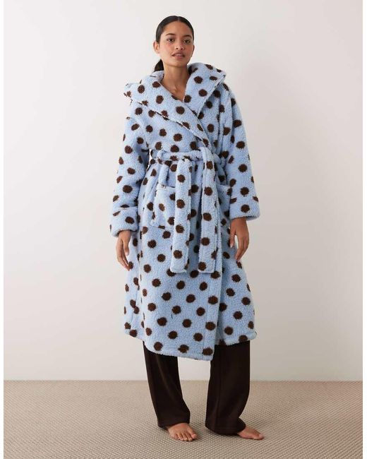 Threadbare Blue Polka Dot Robe With Hood