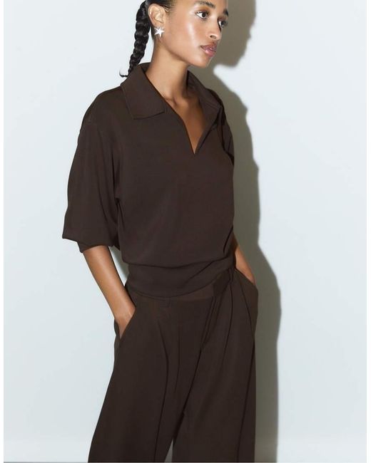 Stradivarius Brown Soft-touch Smart Trousers