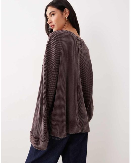 Free People Blue Dawson Pocket Detail Waffle Top