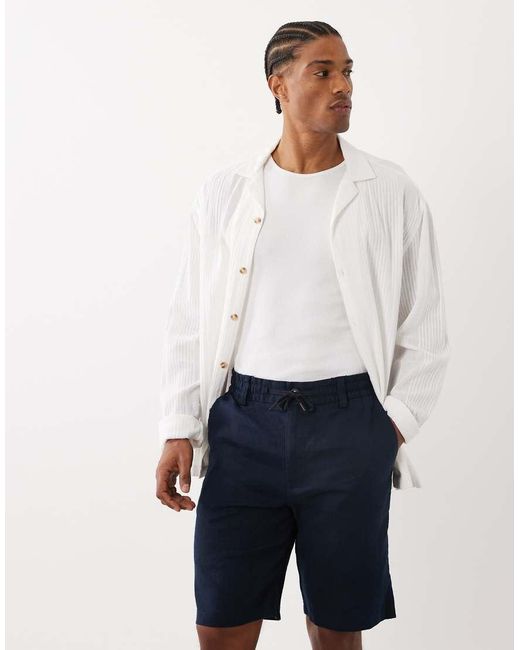 Boss White Hugo Boss Linen-blend Shorts for men