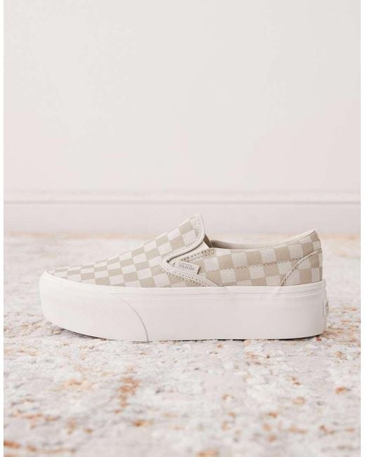 Vans Blue Classic Slip-on Stackform Checkerboard Sneakers