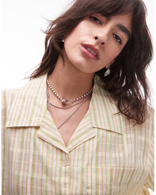 Chemise style vacances à rayures - jaune et vert TOPSHOP en coloris Natural