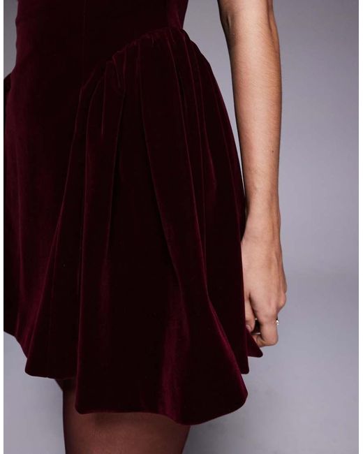 Wanderdoll Multicolor Lucky Velvet Square Neck Hip Detail Mini Dress