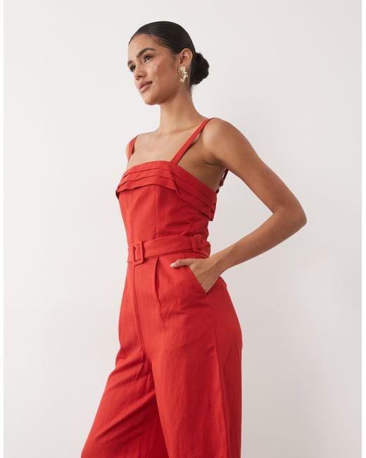 Mango Red Belted Jumpsuit