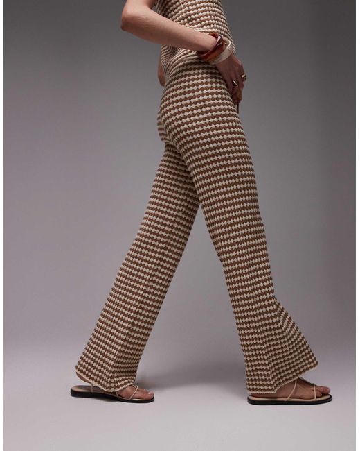 Pantalon d'ensemble en maille à carreaux TOPSHOP en coloris Brown