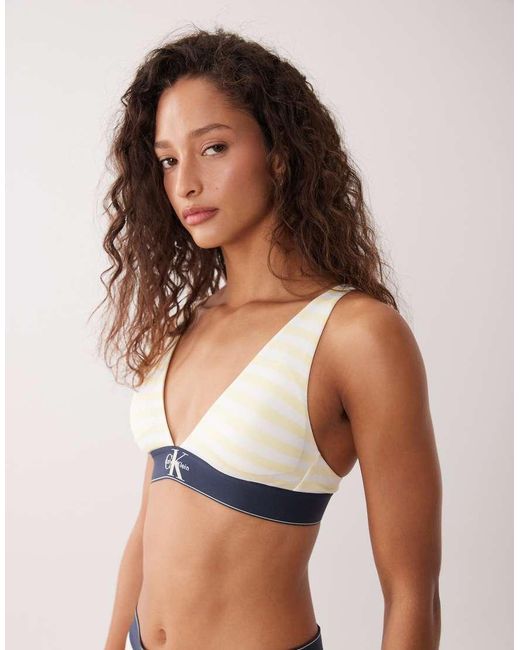Calvin Klein Brown Graphic Logo Lightly Lined Triangle Bra
