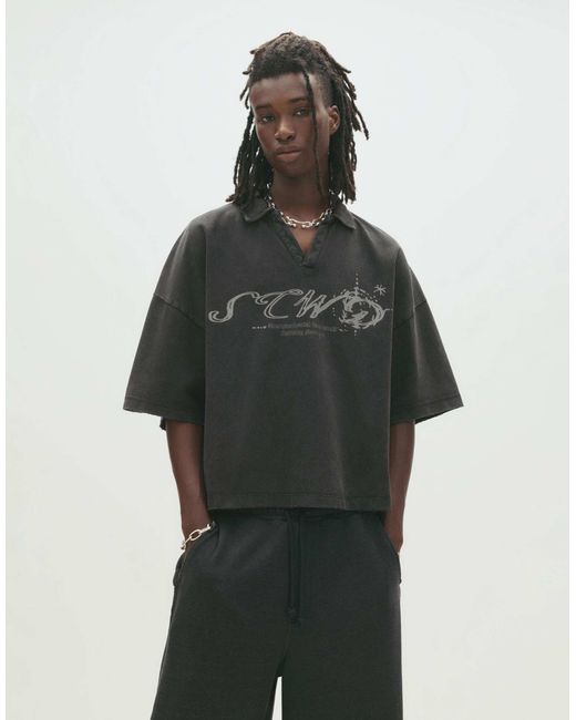 Pull&Bear – stwd – polohemd in Black für Herren