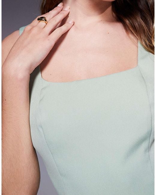 Kaiia Blue Exclusive Tailored Square Neck Structured Mini Dress