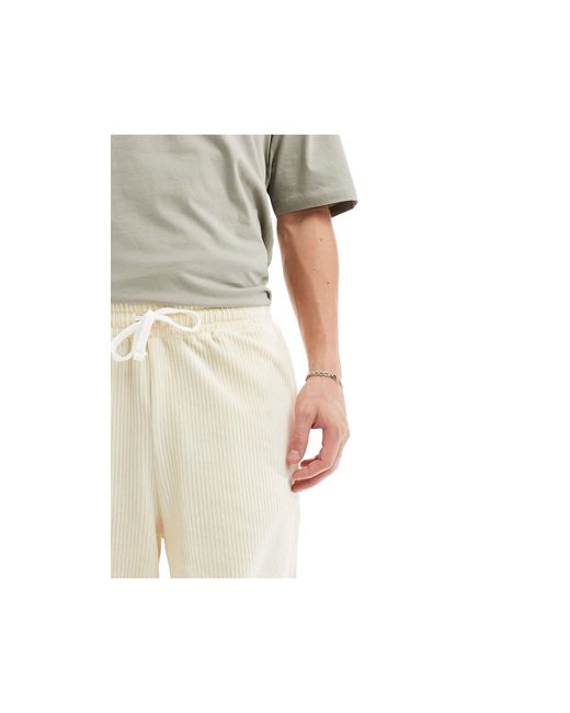 ASOS White Oversized Ribbed Velour Shorts for men