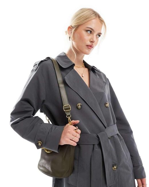 Vero Moda Blue Longline Belted Trench Coat