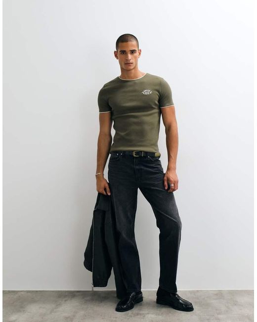 ASOS Green Super Heavyweight Muscle Ringer T-shirt With Chest Graphic for men