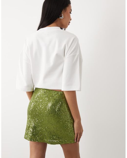 ASOS Green Sequin Draped Mini Skirt