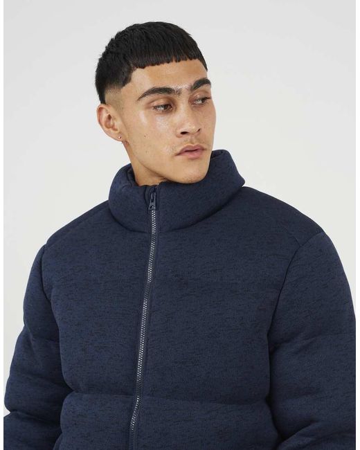 Brave Soul Blue Knitted Padded Jacket for men