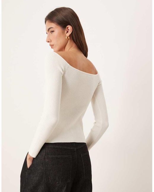 Abercrombie & Fitch Natural Button Through Off Shoulder Top