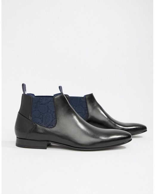 Ted Baker Lowpez Chelsea Boots In Black Leather for men