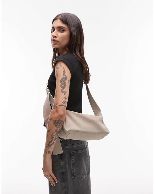 TOPSHOP White Charlie Real Leather Crossbody Bag