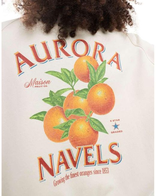 Cotton On White Cotton On Orange Fruit Graphic Crew Neck Sweater