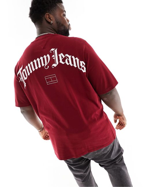 Big & tall - t-shirt décontracté style grunge avec logo arqué au dos Tommy Hilfiger pour homme en coloris Red