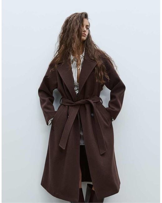 Stradivarius Brown Soft-touch Trench Coat