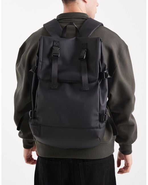 ASOS Gray Rubberised Rolltop Backpack for men
