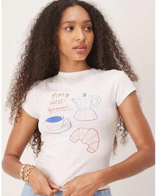 ASOS Baby T-Shirt Met Grafische Print Van Ontbijt in het White